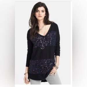 Free People Black and Blue Sweater